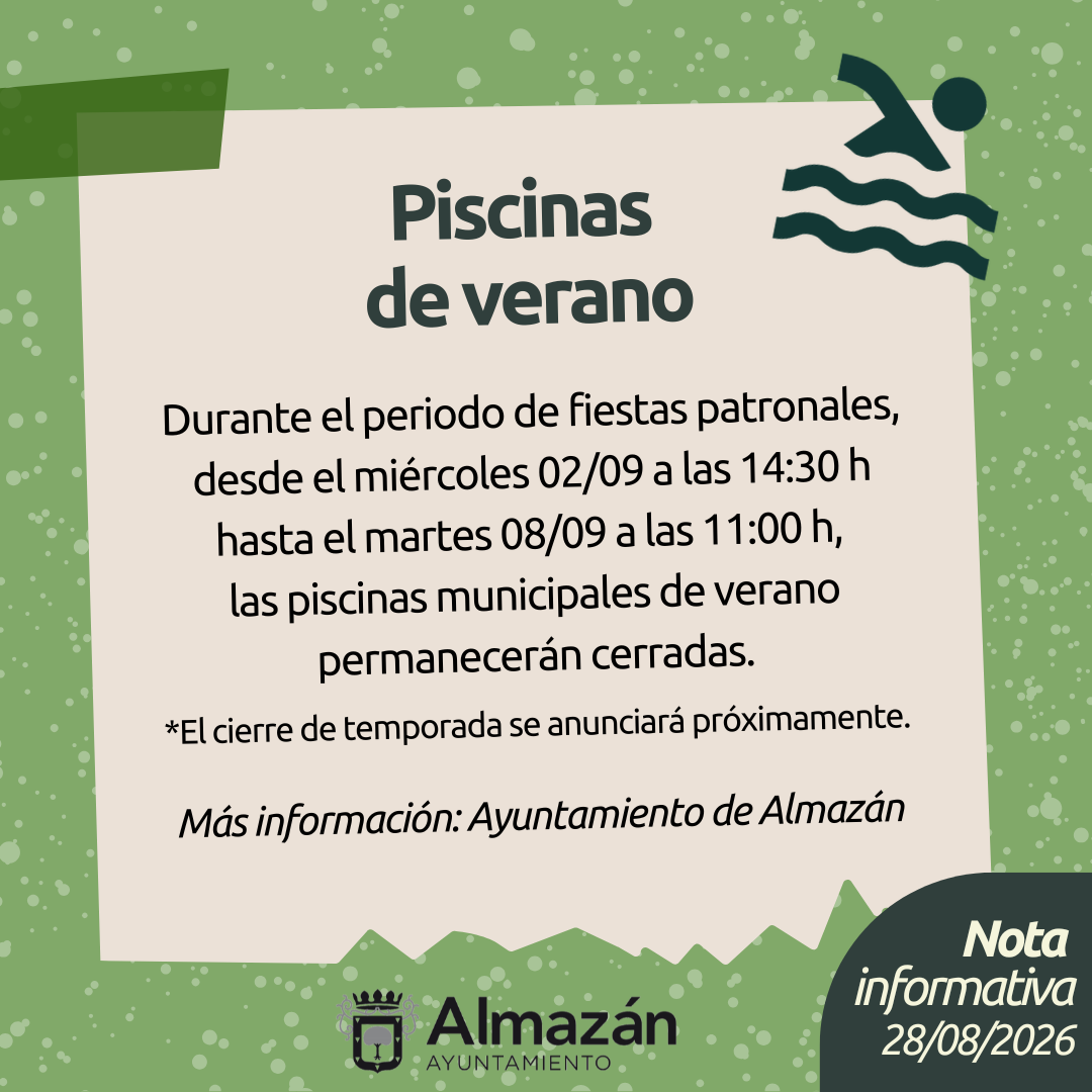 Cierre temporal piscinas de verano