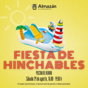 Fiesta de hinchables piscina de verano.