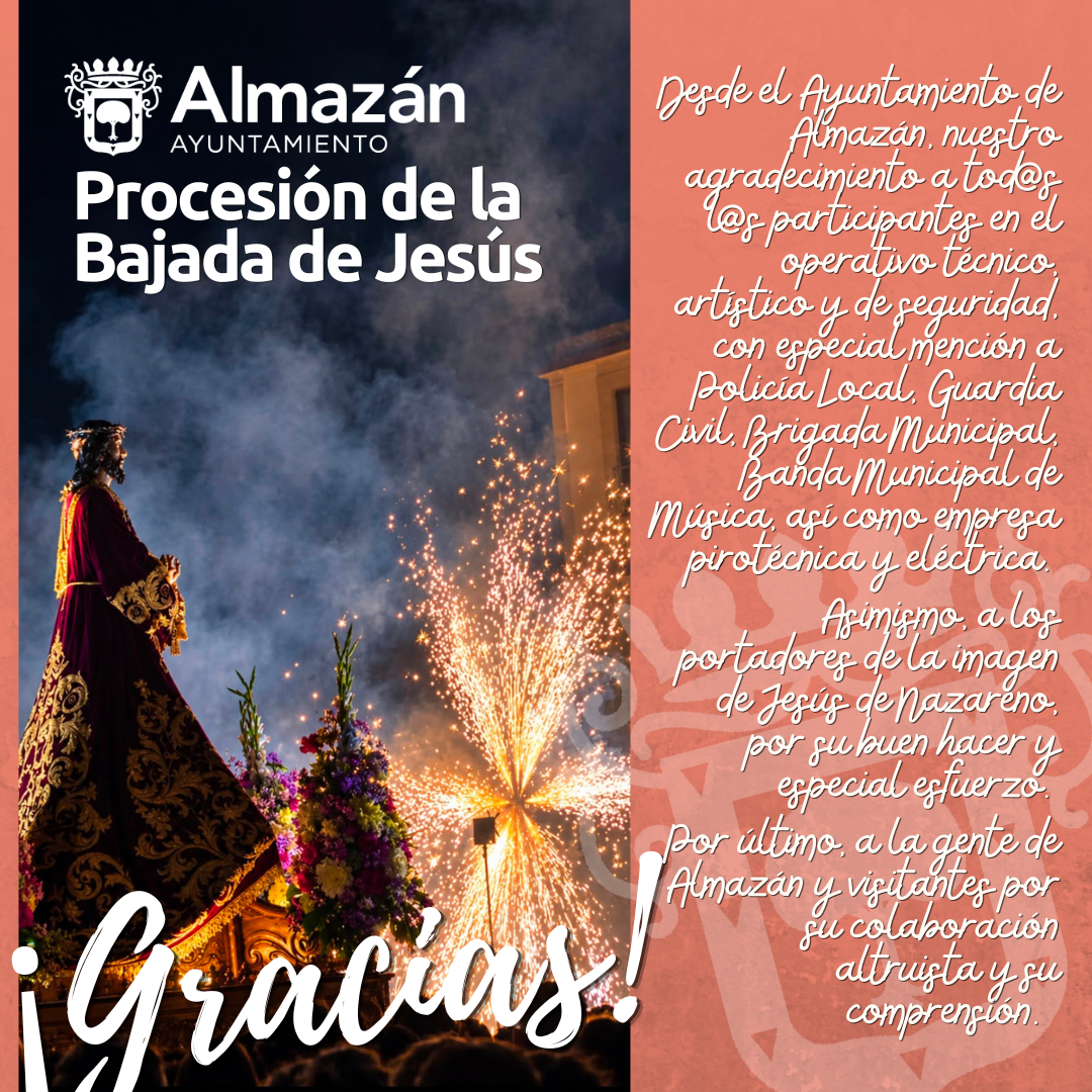 ¡Gracias! Por la procesión de la Bajada de Jesús 2026.